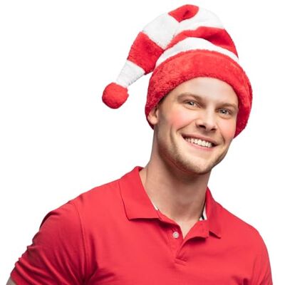 Boland Gestreepte Kerstmuts, 59 cm Hoofddeksel voor kostuum, Kerstmis, carnaval en themafeest, elf, Santa Claus Boland Gestreepte Kerstmuts, 59 cm Hoofddeksel voor kostuum, Kerstmis, carnaval en themafeest, elf, Santa Claus