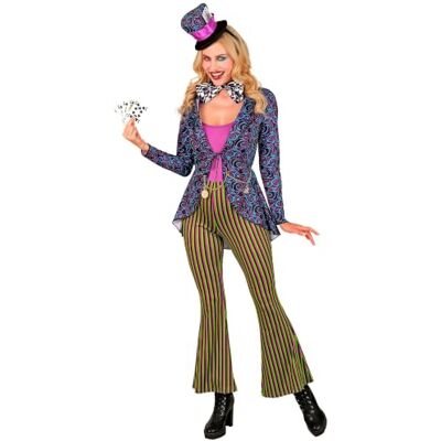 Widmann Gekke hoedenmakerskostuum 4-delige set met jas, overall, vlinderdas, hoed, verkleedkleding voor carnaval, sprookjesthemafeesten Widmann Gekke hoedenmakerskostuum 4-delige set met jas, overall, vlinderdas, hoed, verkleedkleding voor carnaval, sprookjesthemafeesten