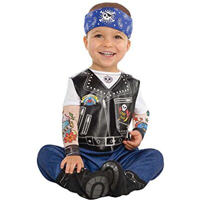 amscan 9900881 kleine bikerkostuum met getatoeëerde mouwen en hoedenleeftijd 6-12 maanden-1 pc amscan 9900881 kleine bikerkostuum met getatoeëerde mouwen en hoedenleeftijd 6-12 maanden-1 pc