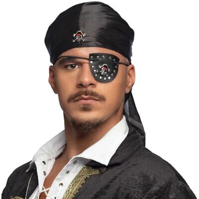 Boland Piratenkostuum Set - Eenvoudig opzetbaar hoofddoekje, Ooglap met metalen nieten, Authentieke look Boland Piratenkostuum Set - Eenvoudig opzetbaar hoofddoekje, Ooglap met metalen nieten, Authentieke look