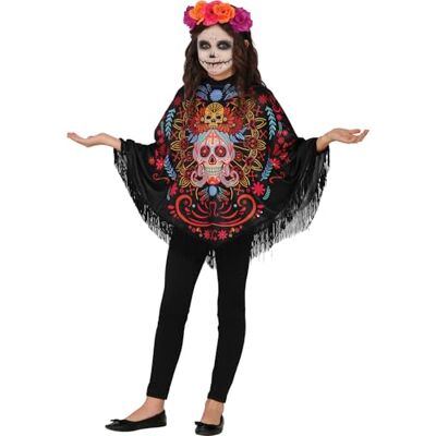 FIESTAS GUIRCA Kinderponcho voor kinderen (7-9 jaar), poncho voor meisjes, Halloween-kostuums, carnaval en kostuumfeesten, ideaal voor dierenfeesten, zwart FIESTAS GUIRCA Kinderponcho voor kinderen (7-9 jaar), poncho voor meisjes, Halloween-kostuums, carnaval en kostuumfeesten, ideaal voor dierenfeesten, zwart