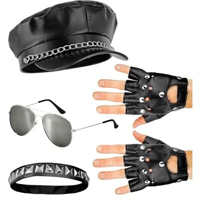 Widmann Rocker en biker kostuumset, 5-delig, voor carnaval, themafeest, festival Widmann Rocker en biker kostuumset, 5-delig, voor carnaval, themafeest, festival
