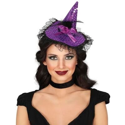 FIESTAS GUIRCA Haarband met heksenhoed, paars (eenheidsmaat), accessoire voor heksenkostuum voor Halloween en kostuumfeesten, ideaal voor volwassen dames, paars FIESTAS GUIRCA Haarband met heksenhoed, paars (eenheidsmaat), accessoire voor heksenkostuum voor Halloween en kostuumfeesten, ideaal voor volwassen dames, paars