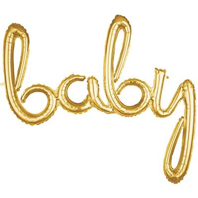 amscan 3669011 folieballon baby, goud, voor helium of lucht, babyshower amscan 3669011 folieballon baby, goud, voor helium of lucht, babyshower