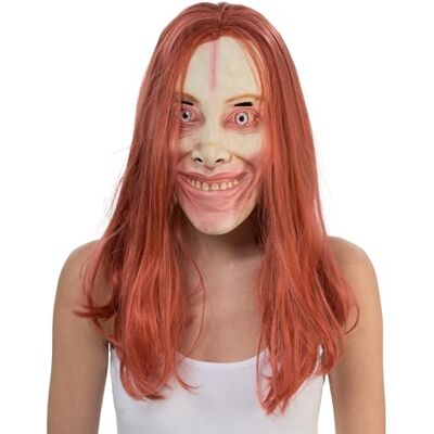 Chaks Griezelmasker met rood haar, latex masker met langharige pruik, kostuumaccessoires voor Halloween & carnaval Chaks Griezelmasker met rood haar, latex masker met langharige pruik, kostuumaccessoires voor Halloween & carnaval