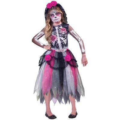 amscan Kinderkostuum Day of the Dead, skelet, jurk, hoofdtooi, Dia de los Muertos, themafeest, carnaval, Halloween amscan Kinderkostuum Day of the Dead, skelet, jurk, hoofdtooi, Dia de los Muertos, themafeest, carnaval, Halloween