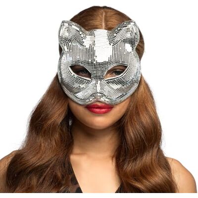 Boland Disco Cat-kattenmasker met elastiek, glinsterend gezichtsmasker voor carnaval, festivals en themafeesten, kattenkostuum Boland Disco Cat-kattenmasker met elastiek, glinsterend gezichtsmasker voor carnaval, festivals en themafeesten, kattenkostuum
