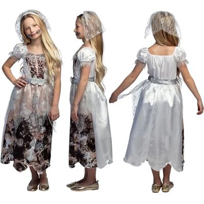 Boland Kinderkostuum Ghost Bride 3-delig spookbruidkostuum voor kinderen, Halloween, carnaval en themafeest, zombie Boland Kinderkostuum Ghost Bride 3-delig spookbruidkostuum voor kinderen, Halloween, carnaval en themafeest, zombie