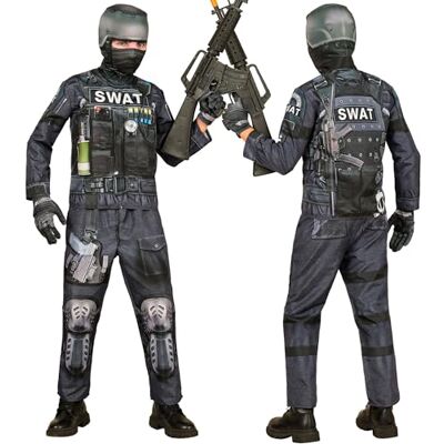 Widmann SWAT-kinderkostuum, set met masker, complete outfit voor Halloween en carnaval Widmann SWAT-kinderkostuum, set met masker, complete outfit voor Halloween en carnaval