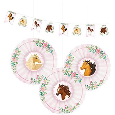 amscan 9909885-4-delige decoratieset paarden, 1 vlaggenslinger en 3 motiefvakken, hangende decoratie, kinderverjaardag, carnaval, themafeest amscan 9909885-4-delige decoratieset paarden, 1 vlaggenslinger en 3 motiefvakken, hangende decoratie, kinderverjaardag, carnaval, themafeest
