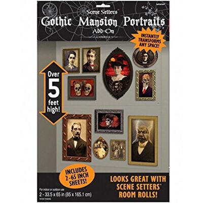 amscan 673032 wanddecoratie gothic portretten, afmeting 165 x 85 cm, wanddecoratie, muursticker, themafeest, Halloween amscan 673032 wanddecoratie gothic portretten, afmeting 165 x 85 cm, wanddecoratie, muursticker, themafeest, Halloween