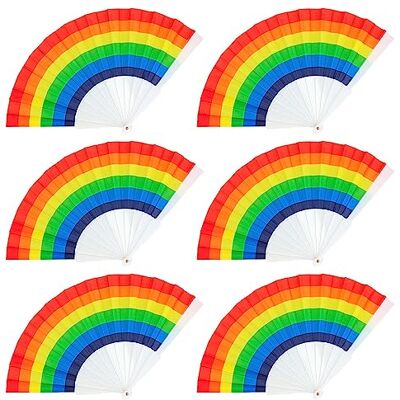 Boland 44638 Waaier Pride, 6 stuks, uitklapbare waaier, regenboog, LGBTQ, Progress, verkleedaccessoires, themafeest Boland 44638 Waaier Pride, 6 stuks, uitklapbare waaier, regenboog, LGBTQ, Progress, verkleedaccessoires, themafeest