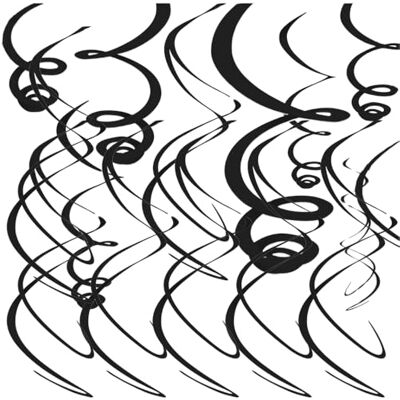 amscan 67055-10-55 decoratieve spiralen, 12 stuks, ca. 55,8 cm, zwart, hangdecoratie amscan 67055-10-55 decoratieve spiralen, 12 stuks, ca. 55,8 cm, zwart, hangdecoratie