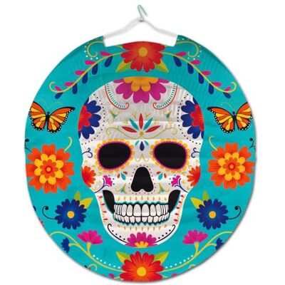 amscan lampion Day of The Dead 25 cm papier lichtblauw/wit, 25cm amscan lampion Day of The Dead 25 cm papier lichtblauw/wit, 25cm