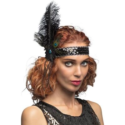 Boland 64350 Flapper hoofdband voor verkleedkleding en feest, accessoires voor carnavalskostuums, Charleston jaren 20 accessoires voor themafeesten of carnaval Boland 64350 Flapper hoofdband voor verkleedkleding en feest, accessoires voor carnavalskostuums, Charleston jaren 20 accessoires voor themafeesten of carnaval