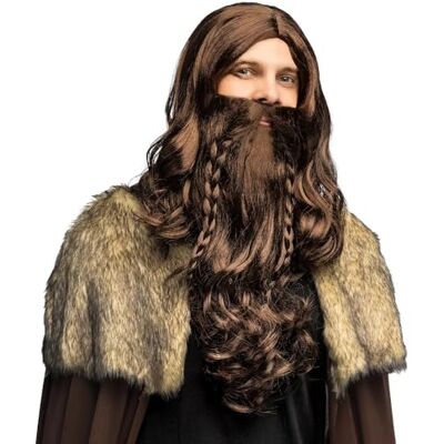 Boland 85104 Pruik Viking Warrior met baard, Vikingkapsel van kunsthaar voor carnaval en cosplay, accessoire voor carnavalskostuum Boland 85104 Pruik Viking Warrior met baard, Vikingkapsel van kunsthaar voor carnaval en cosplay, accessoire voor carnavalskostuum
