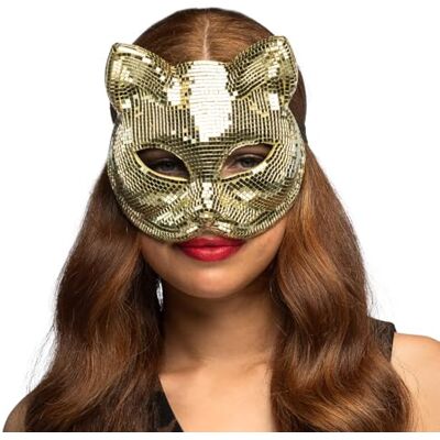 Boland Disco Cat-kattenmasker met elastiek, glinsterend gezichtsmasker voor carnaval, festivals en themafeesten, kattenkostuum Boland Disco Cat-kattenmasker met elastiek, glinsterend gezichtsmasker voor carnaval, festivals en themafeesten, kattenkostuum