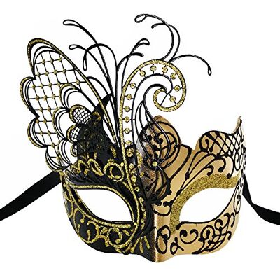 Ubauta Goud/Zwarte Vlinder Strass Metalen Venetiaanse Vrouwen Masker voor Maskerade/Mardi Gras Party/Sexy Kostuum Bal/Bruiloft Ubauta Goud/Zwarte Vlinder Strass Metalen Venetiaanse Vrouwen Masker voor Maskerade/Mardi Gras Party/Sexy Kostuum Bal/Bruiloft