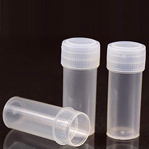 mollensiuer 50 stuks plastic mini kleine flacon reageerbuis laboratorium opslagcontainers kleine doorzichtige lege fles opslagcontainer met deksel (doorschijnend, 5 ml)