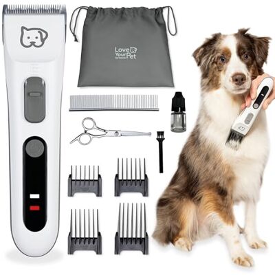Beurer Love Your Pet scheerapparaat 'Fluffy' voor honden en katten, stille trimmer, hondentondeuse voor een dichte en vervilte vacht, tondeuse voor dierenhaar met accu, 9-delige vachtverzorgingsset Beurer Love Your Pet scheerapparaat 'Fluffy' voor honden en katten, stille trimmer, hondentondeuse voor een dichte en vervilte vacht, tondeuse voor dierenhaar met accu, 9-delige vachtverzorgingsset