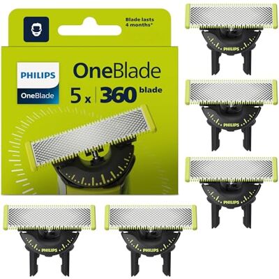 Philips OneBlade Original 360 mesjes, geschikt voor alle OneBlade- en Pro-modellen, 5 stuks (model QP450/50) Philips OneBlade Original 360 mesjes, geschikt voor alle OneBlade- en Pro-modellen, 5 stuks (model QP450/50)