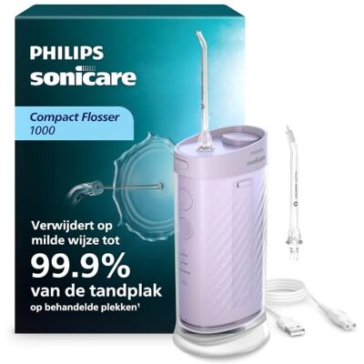 Philips Sonicare Compact Flosser 1000 Compacte Waterflosser Tanden, 3 Flosstanden, IPX7-Waterbestendige Monddouche, Verbetert Gezondheid van het Tandvlees, Reisvriendelijk, Lichtpaars, HX3333/23 Philips Sonicare Compact Flosser 1000 Compacte Waterflosser Tanden, 3 Flosstanden, IPX7-Waterbestendige Monddouche, Verbetert Gezondheid van het Tandvlees, Reisvriendelijk, Lichtpaars, HX3333/23