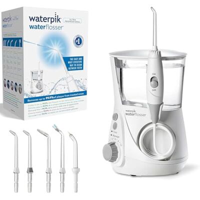 Waterpik Ultra Professional Water flosser met 6 Tips en Geavanceerde Drukregelaar met 10 Instellingen, Apparaat voor het Verwijderen van Tandplak, Wit, 650 ml (WP-660EU) Waterpik Ultra Professional Water flosser met 6 Tips en Geavanceerde Drukregelaar met 10 Instellingen, Apparaat voor het Verwijderen van Tandplak, Wit, 650 ml (WP-660EU)