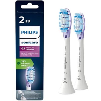 Philips Sonicare Original G3 Premium Gum Care Standaard sonische opzetborstels 2 stuks in Wit Model HX9052/17, 2 Borstels, Oud Philips Sonicare Original G3 Premium Gum Care Standaard sonische opzetborstels 2 stuks in Wit Model HX9052/17, 2 Borstels, Oud