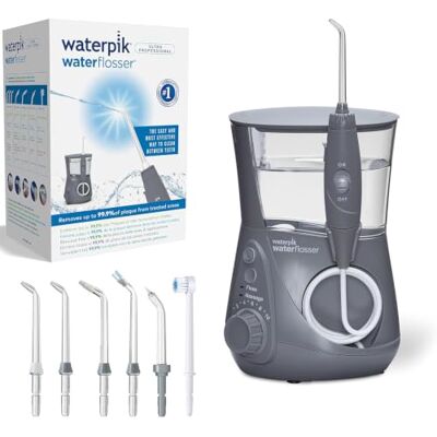 Waterpik Ultra Professional Waterflosser met 6 Tips en Geavanceerde Drukregelaar met 10 Instellingen, Apparaat voor het Verwijderen van Tandplak, Grijs (WP-667EU) Waterpik Ultra Professional Waterflosser met 6 Tips en Geavanceerde Drukregelaar met 10 Instellingen, Apparaat voor het Verwijderen van Tandplak, Grijs (WP-667EU)