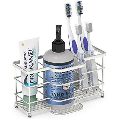 Linkidea geventileerde tandenborstelhouder voor badkamer, voor tandenborstel, tandpasta, scheermes, ijdelheid aanrecht 6 slots organizer (Geborsteld nikkel) Linkidea geventileerde tandenborstelhouder voor badkamer, voor tandenborstel, tandpasta, scheermes, ijdelheid aanrecht 6 slots organizer (Geborsteld nikkel)