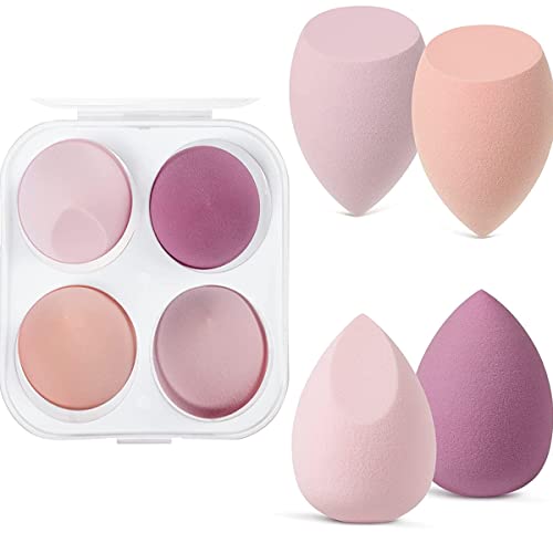 Wembem Make-up sponzen 4 stuks, make-up sponzen, blender foundationspons, beauty make-up spons, beauty spons (roze)