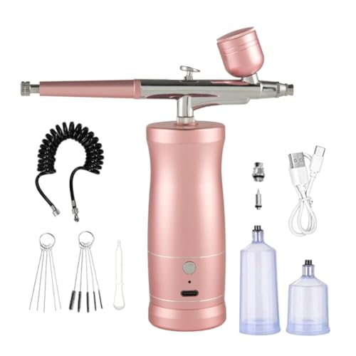 Tixqeaif Airbrush Kit Handheld Airbrush Oplaadbare Airbrush Compressor Airbrush Set voor Nail Art Kapper Make-Up Schilderen Roze