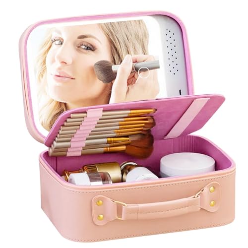 JPSDOWS Make-updoos met spiegel Reismake-uptas met grote capaciteit en LED-spiegel Cosmetisch hoesje Make-upijdelheidsdoos voor dames Schoonheidsgereedschap Accessoires Hoesje