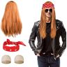 Aomig Rock Star-pruik voor Heren, Rockstar-pruikenset voor heren met 2 Pruikkappen en 1 Hoofddoek, Rockstar-pruik uit de Jaren 80 voor Volwassenen Rockstar-pruikenset voor Disco, Feesten en Halloween uit de Jaren 70