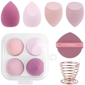 Elalove Set van 4 stuks make-upsponzen, professionele make-upspons met poederkwast en sponshouder, voor vochtig en droog gebruik, cosmetica-sponsjes voor foundation Elalove Set van 4 stuks make-upsponzen, professionele make-upspons met poederkwast en sponshouder, voor vochtig en droog gebruik, cosmetica-sponsjes voor foundation