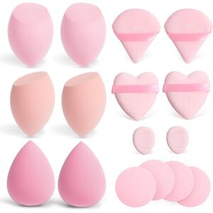 AiQInu 16 stuks make-upsponsset, foundation, beauty-blender, make-upsponsset, beautyspons voor vloeibare foundation, poeder, foundation, puff, cosmetica-gereedschap AiQInu 16 stuks make-upsponsset, foundation, beauty-blender, make-upsponsset, beautyspons voor vloeibare foundation, poeder, foundation, puff, cosmetica-gereedschap