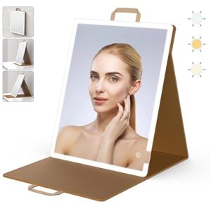WEILY Draagbare make-upspiegel met verlichting, aanraakbare drie kleuren, dimbare verlichte make-upspiegel, 2000 mAh Type-C oplaadbarel, draagbare Hollywood-hangspiegel, afneembare WEILY Draagbare make-upspiegel met verlichting, aanraakbare drie kleuren, dimbare verlichte make-upspiegel, 2000 mAh Type-C oplaadbarel, draagbare Hollywood-hangspiegel, afneembare