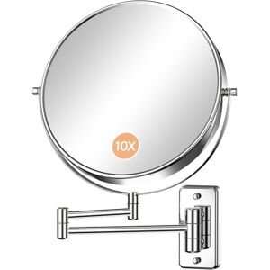 Gospire 9 inch grote make-upspiegel met 1X/10x vergroting dubbelzijdige 360° draaibare make-upspiegel, chroomgepolijst, uitschuifbare scheerspiegel, badkamerwand, cosmetische spiegel voor mannen en Gospire 9 inch grote make-upspiegel met 1X/10x vergroting dubbelzijdige 360° draaibare make-upspiegel, chroomgepolijst, uitschuifbare scheerspiegel, badkamerwand, cosmetische spiegel voor mannen en