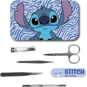 CERDÁ LIFE'S LITTLE MOMENTS Stitch Disney manicureset voor meisjes en tieners, met metalen etui, schaar, nagelknipper, pincet en nagelriemgereedschap, draagbare beautyset "Just Chill CERDÁ LIFE'S LITTLE MOMENTS Stitch Disney manicureset voor meisjes en tieners, met metalen etui, schaar, nagelknipper, pincet en nagelriemgereedschap, draagbare beautyset "Just Chill