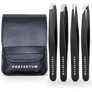 PORTENTUM Professionele pincet voor gezichtshaar, dames en heren, roestvrijstalen precisie-pincet voor ingegroeide haren (4 stuks) PORTENTUM Professionele pincet voor gezichtshaar, dames en heren, roestvrijstalen precisie-pincet voor ingegroeide haren (4 stuks)