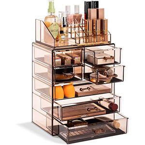 Sorbus Acryl make-up organizer set, 7-lades voor kaptafel en aanrecht, opslag met kleine en brede compartimenten, bronzen glans, make-up opslag voor kwasten, sieraden, kerstgeschenk voor vrouwen en Sorbus Acryl make-up organizer set, 7-lades voor kaptafel en aanrecht, opslag met kleine en brede compartimenten, bronzen glans, make-up opslag voor kwasten, sieraden, kerstgeschenk voor vrouwen en