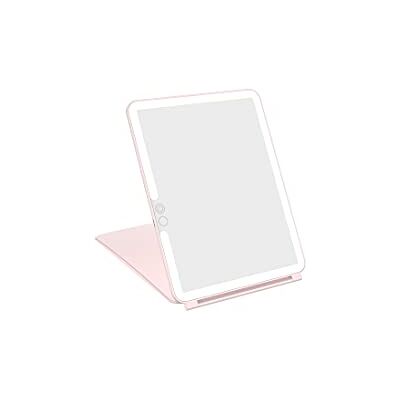 WEILY Make-upspiegel met verlichting, make-upspiegel, drie kleuren, instelbare led-cosmeticaspiegel, 2000 mAh, USB-oplaadbaar, verlichte tafelspiegel, make-upspiegel voor op reis (roze) WEILY Make-upspiegel met verlichting, make-upspiegel, drie kleuren, instelbare led-cosmeticaspiegel, 2000 mAh, USB-oplaadbaar, verlichte tafelspiegel, make-upspiegel voor op reis (roze)