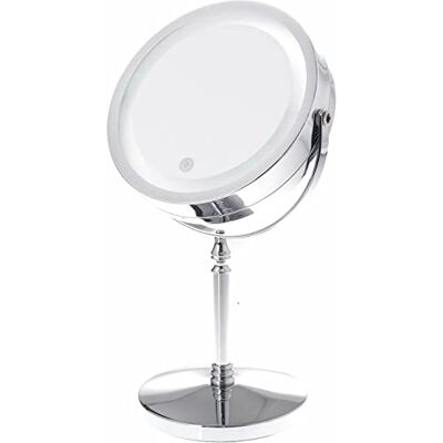 TUKA-i-AKUT TKD3144N-10x dimbare led-make-upspiegel, 10 x vergroting, touch make-upspiegel, verlicht make-up, dubbelzijdig scheerniveau, tafelspiegel, badkamerspiegel, echt verchroomd metaal TUKA-i-AKUT TKD3144N-10x dimbare led-make-upspiegel, 10 x vergroting, touch make-upspiegel, verlicht make-up, dubbelzijdig scheerniveau, tafelspiegel, badkamerspiegel, echt verchroomd metaal
