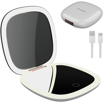 Cecotec Make-upspiegel, dubbelzijdig, USB-C-opladen, FaceCare mini-spiegel 10-voudige vergroting en 1-voudige spiegel, ledverlichting, touch-sensor, instelbare helderheid, 3 lichttemperaturen Cecotec Make-upspiegel, dubbelzijdig, USB-C-opladen, FaceCare mini-spiegel 10-voudige vergroting en 1-voudige spiegel, ledverlichting, touch-sensor, instelbare helderheid, 3 lichttemperaturen
