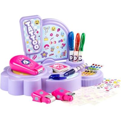 Smoby Glam Tattoo Corner Tijdelijke Tattoo Kit voor Kinderen 4 Tattoo Technieken Stencils, Potloden, Metallic Tattoos en Transfers Inclusief Strass-steentjes Geschikt voor kinderen vanaf Smoby Glam Tattoo Corner Tijdelijke Tattoo Kit voor Kinderen 4 Tattoo Technieken Stencils, Potloden, Metallic Tattoos en Transfers Inclusief Strass-steentjes Geschikt voor kinderen vanaf