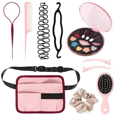 Bayer Design Kappersset voor kinderen met make-up, kappersriem, borstel, kam vlechtaccessoires, haarspeldjes, ook geschikt voor make-uphoofden Bayer Design Kappersset voor kinderen met make-up, kappersriem, borstel, kam vlechtaccessoires, haarspeldjes, ook geschikt voor make-uphoofden