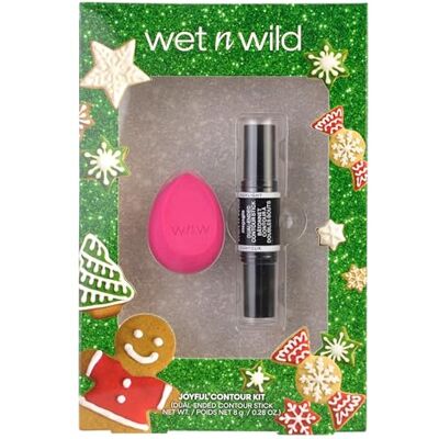 Wet n Wild Joyful Contour Kit, Geschenkset met Gezicht Highlighter en Dubbelzijdige Contour Stick, inclusief Make-up Spons Wet n Wild Joyful Contour Kit, Geschenkset met Gezicht Highlighter en Dubbelzijdige Contour Stick, inclusief Make-up Spons