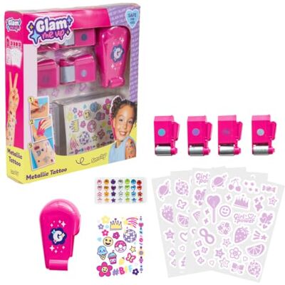 Smoby Glam Tattoo Metallic Tattoo Kit voor Kinderen Applicator, metallic folies, tattoos en strass-steentjes Geschikt voor kinderen vanaf 6 jaar Smoby Glam Tattoo Metallic Tattoo Kit voor Kinderen Applicator, metallic folies, tattoos en strass-steentjes Geschikt voor kinderen vanaf 6 jaar