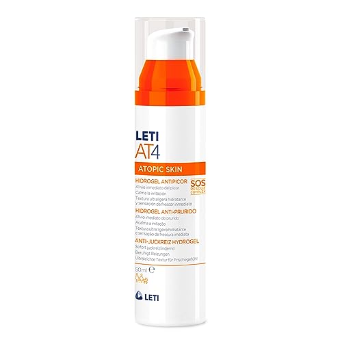 Leti AT4 Anti-Juckreiz Hydrogel Beruhigender SOS-Helfer gegen quälenden Juckreiz bei trockener oder zu Neurodermitis neigender Haut, 50 ml Gel