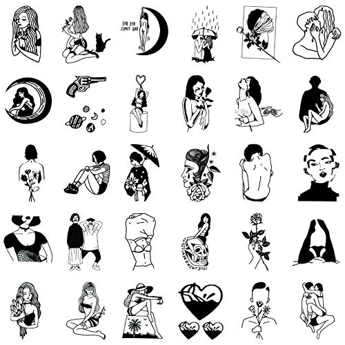 KXBY 30 stks/set Fake Tattoo Sexy Lady Darkly Vrouwen Verdriet Taty voor Body Art Tijdelijke Tattoo Sticker Sexy-SET_A